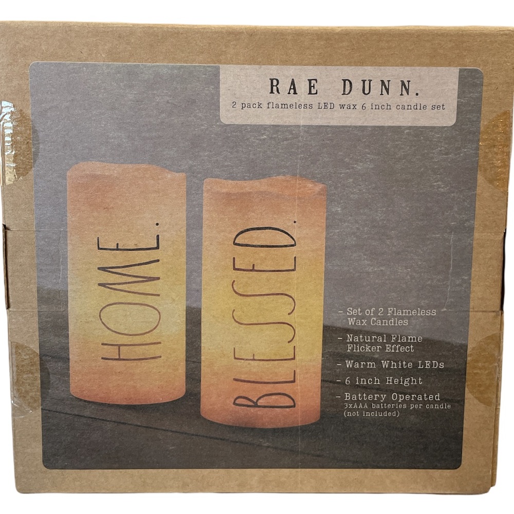 NIB Rae Dunn BLESSED & HOME Flameless LED Candle Set - Picture 3 of 3